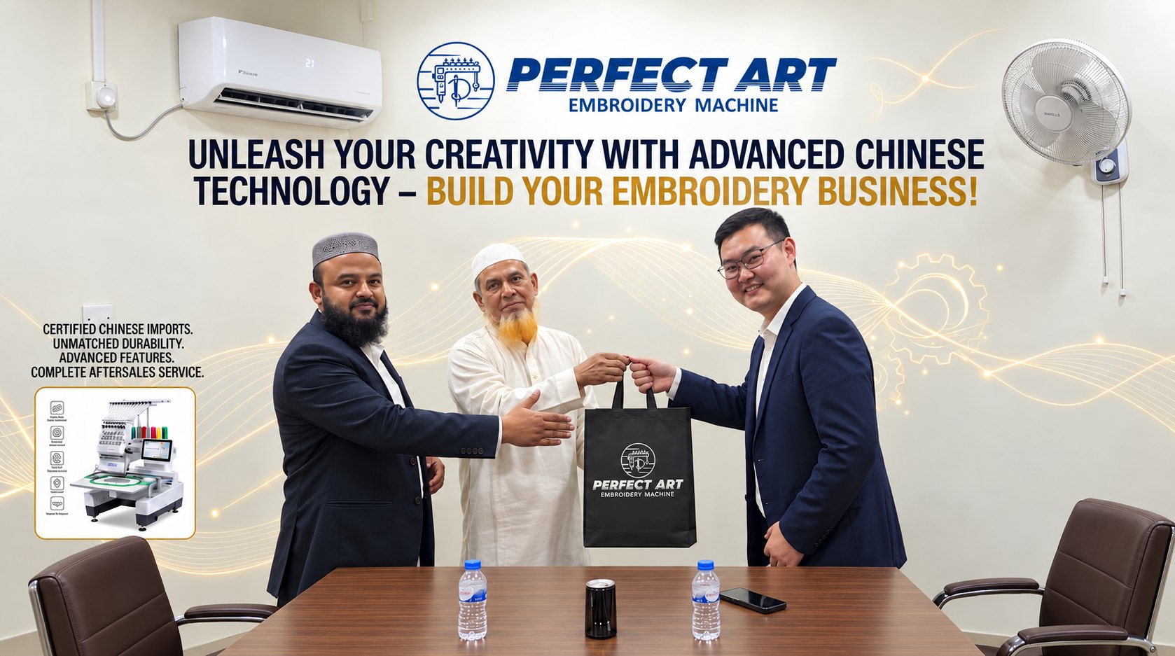 Perfect Art taking handover of an imported machine from our China factory partner in Dhaka